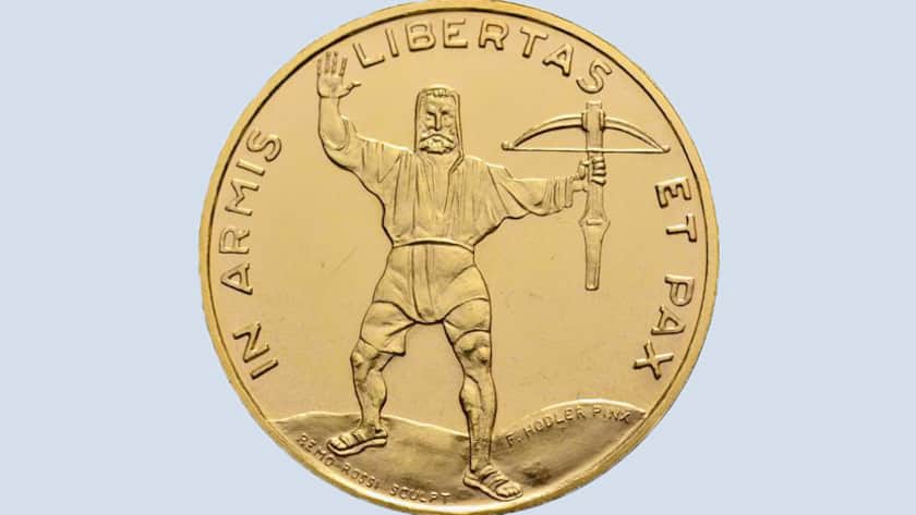 Eine seltene 25-Franken-Goldmünze, die zwischen 1955 und 1959 produziert und noch nie in einer Auktion öffentlich angeboten wurde.