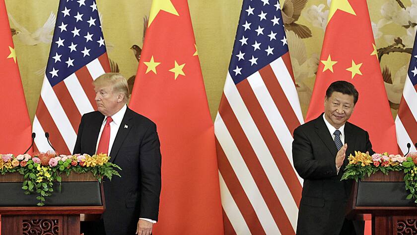 US-Präsident Donald Trump (links) und der chinesische Präsident Xi Jinping vor einer Pressekonferenz anlässlich eines Besuch Trumps in Peking (9.11.2017).