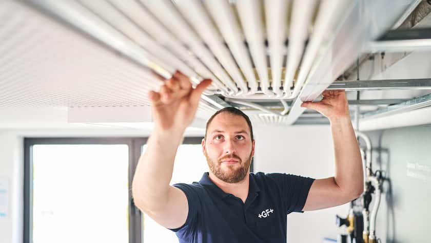 Mitarbeiter von Georg Fischer in Hassfurt, Deutschland.