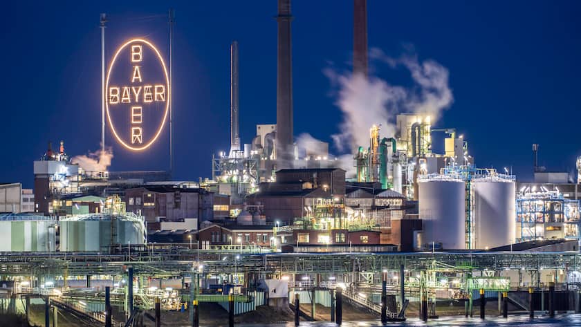 Kulisse des Chempark Leverkusen, früher bekannt als Bayerwerk.