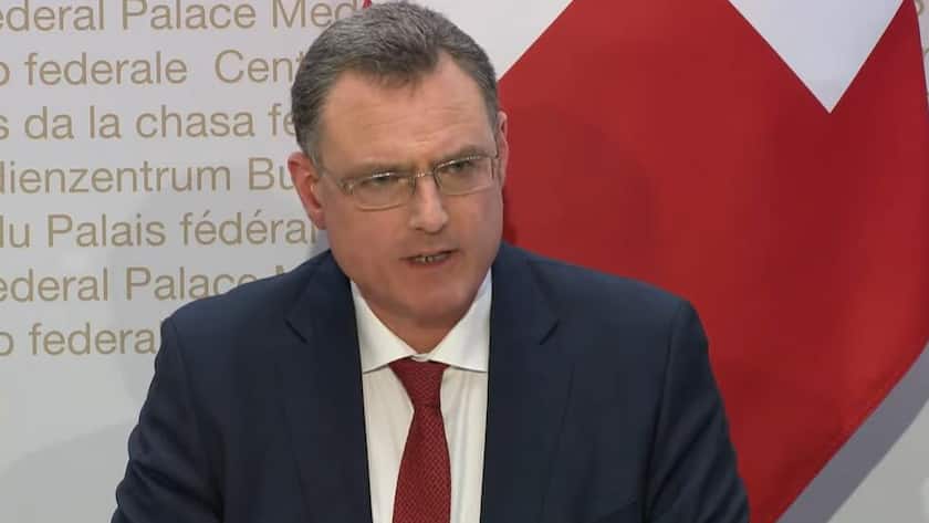 SNB-Präsident Thomas Jordan an der Medienkonferenz des Bundesrates zur Rettung der Credit Suisse am 19. März 2023 in Bern.