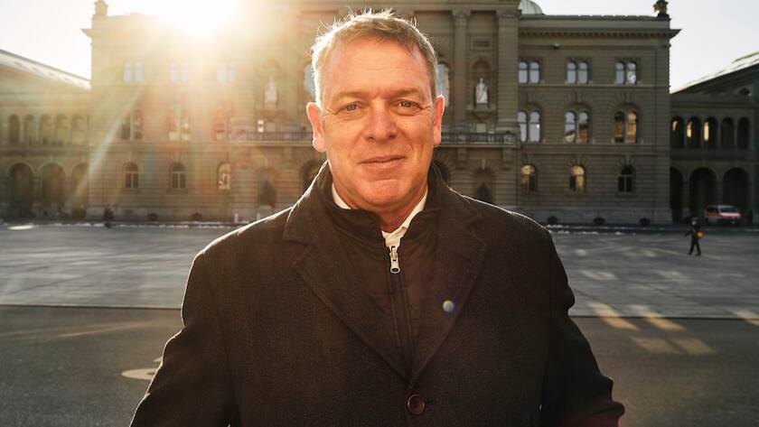 Casimir Platzer, Präsident von Gastrosuisse vor dem Bundeshaus in Bern.