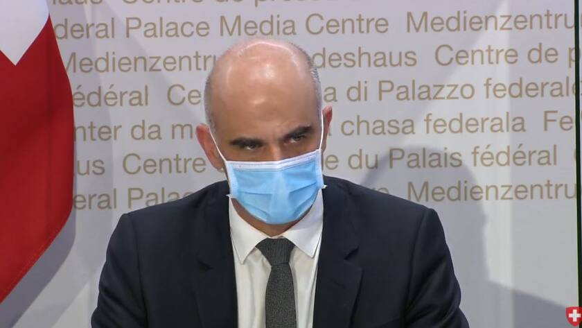 Bundesrat Alain Berset an einer Medienkonferenz in Bern am 13. Januar 2021.