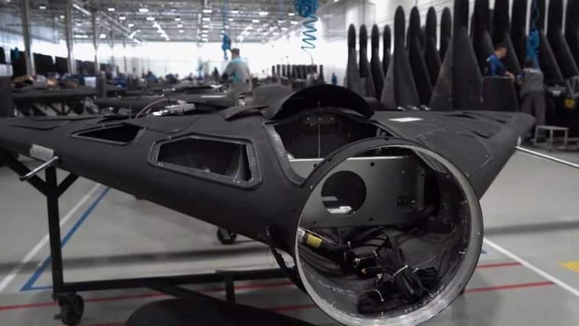 Eine russische Geran-2-Drohne in der Produktionsstätte in Yelabuga, Tatarstan (Russland).