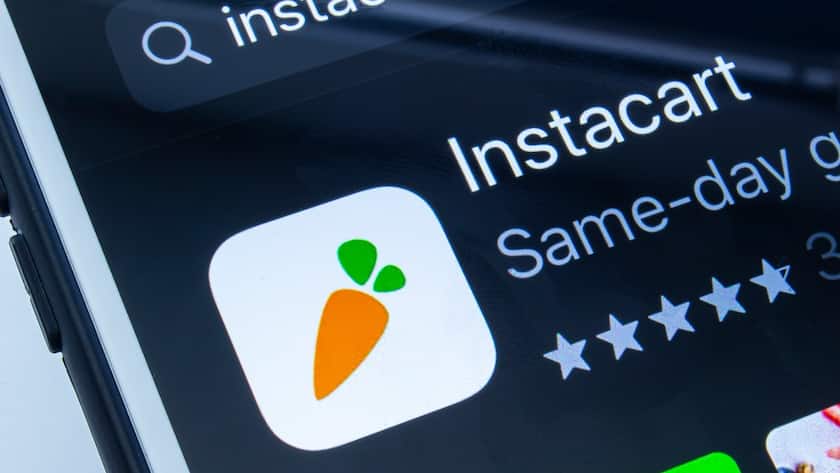 Die App des Lieferdienstes Instacart auf einem Smartphone (2023).