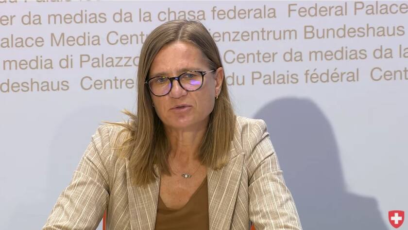 Virginie Masserey, Leiterin der Sektion Infektionskontrolle beim BAG, an einer Medienkonferenz im Juli 2021.