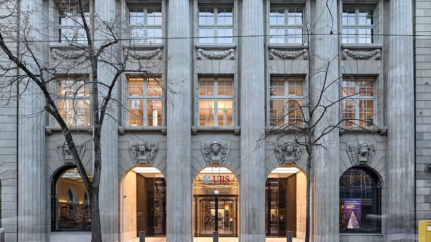 Der Sitz der UBS an der Bahnhofstrasse in Zürich, Schweiz.