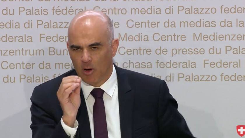 Bundesrat Alain Berset informiert am 28. Februar die Öffentlichkeit über die Massnahmen des Coronavirus.