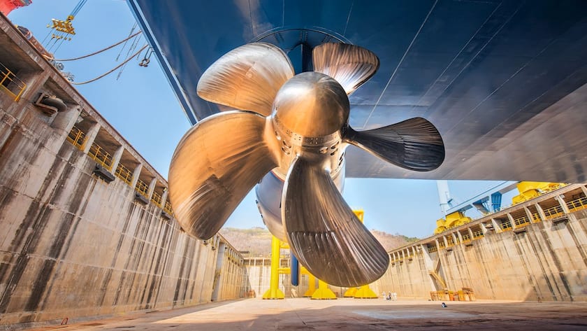 Das Schiffsantriebssystem «Azipod» von ABB bei der Fertigung.