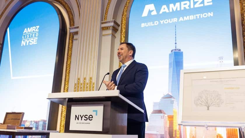Jan Jenisch beim IPO von Amrize am Times Square in New York.