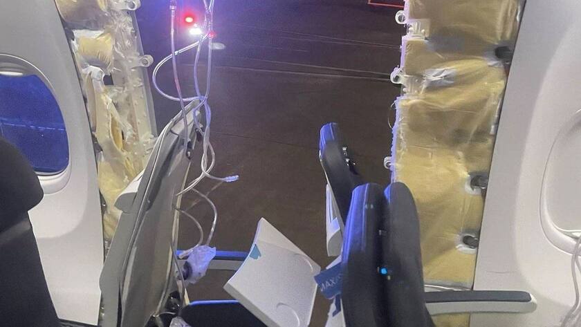 Eine Fotoaufnahme eines Passagiers in der Boeing 737-9