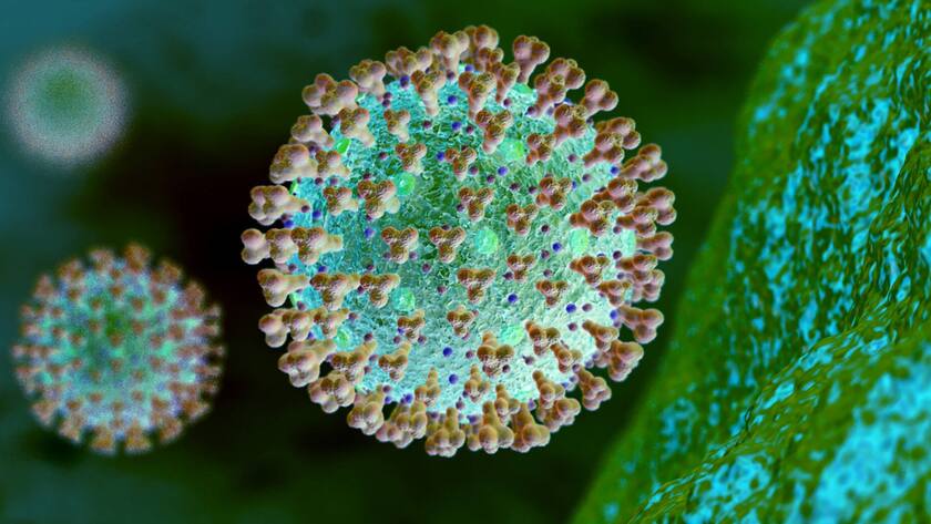 Grafische Darstellung des Corona-Virus.