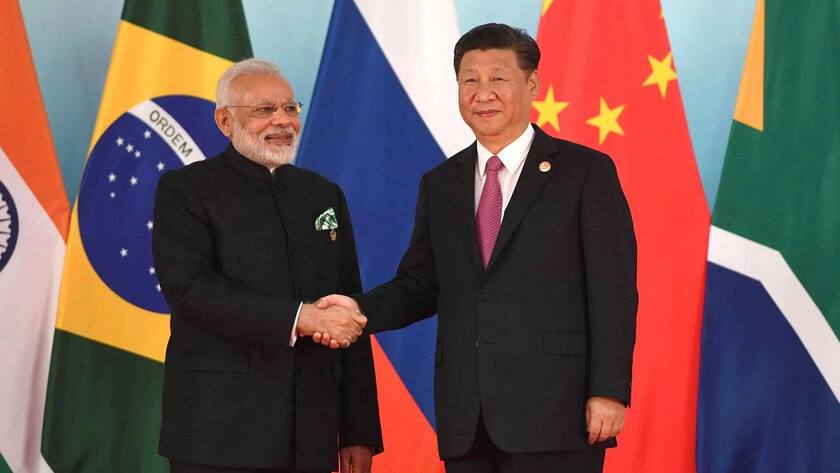 Indiens Premier Narendra Modi und Chinas Präsident Xi Jinping bei einem Treffen der Brics-Staaten.