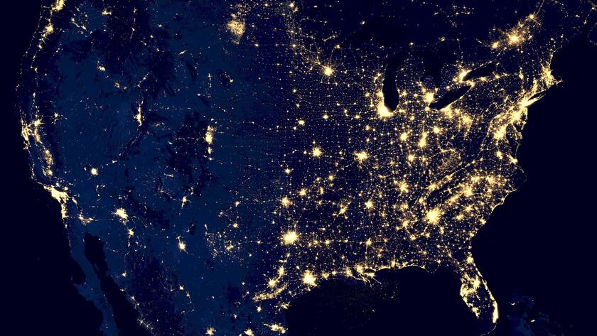 Die Vereinigten Staaten aus dem All gesehen.