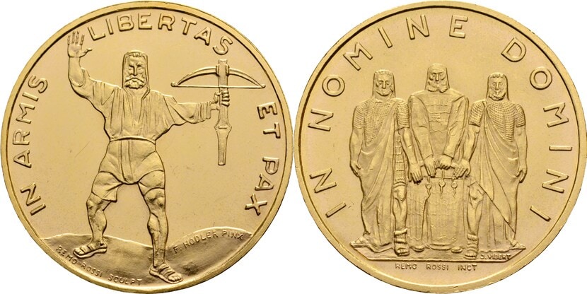 Eine seltene 25-Franken-Goldmünze, die erst einmal in einer Auktion öffentlich angeboten wurde.