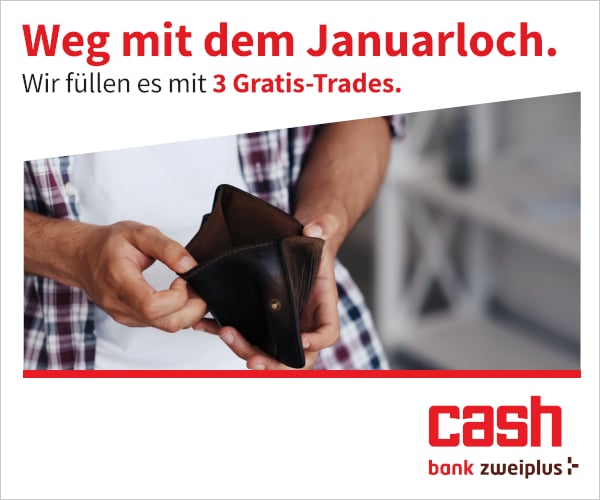 Abbildung einer Brieftasche als Werbemittel für die Januar 2026-Kampagne zu Online-Trading und Kontoeröffnung.