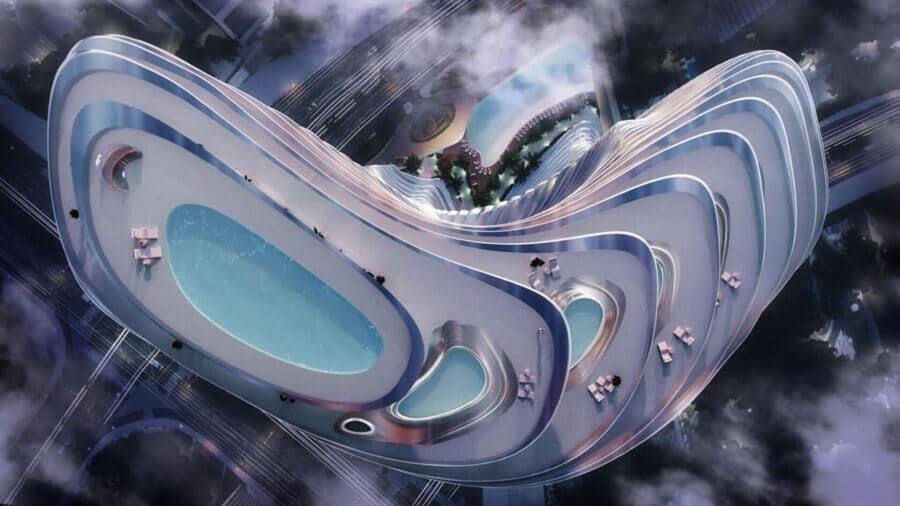 <p>Das Gebäude von Bugatti in Dubai kommt ebenfalls in einem speziellen Design, der sich am Look der Automarke orientiert.</p>