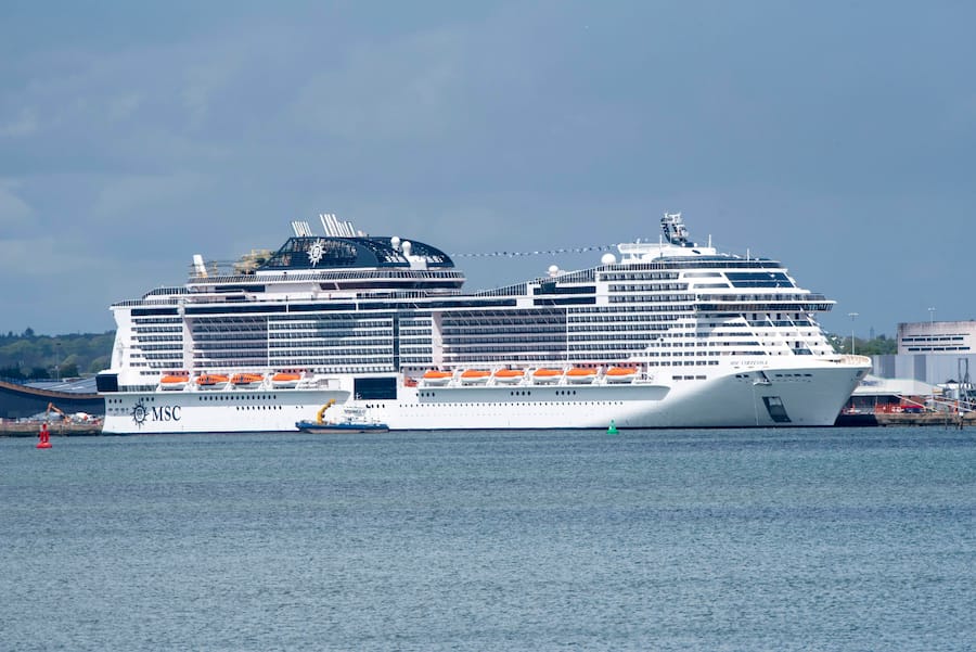 Die MSC Virtuosa in Southampton 2021.