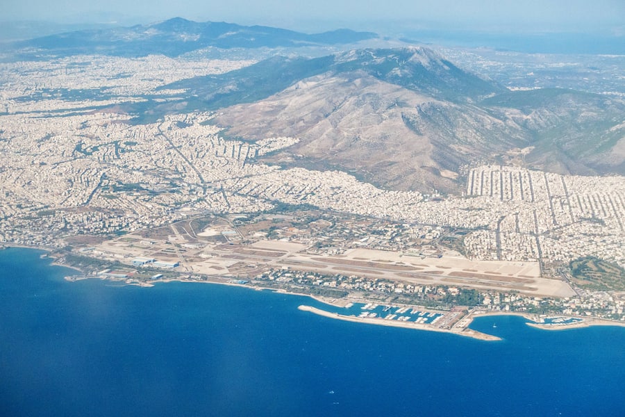 Luftbild vom alten Flughafen Athen-Ellinikon, der 2001 geschlossen wurde.