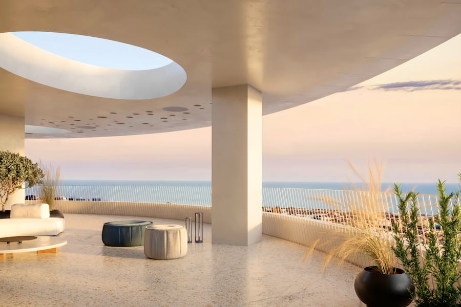 Aussicht von einer Luxuswohnung in der Überbauung «The Ellinikon» in Athen (Visualisierung: Lamda Development).