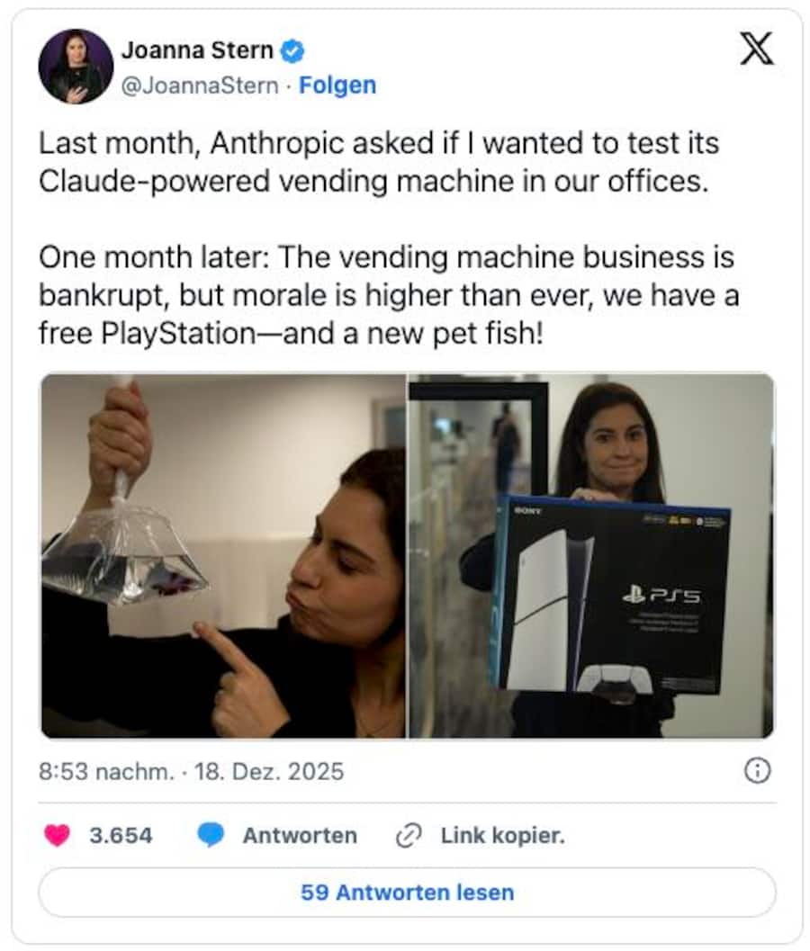 Post auf X von Joanna Stern.