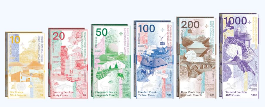 Die Rückseite der neuen Schweizer Banknoten.